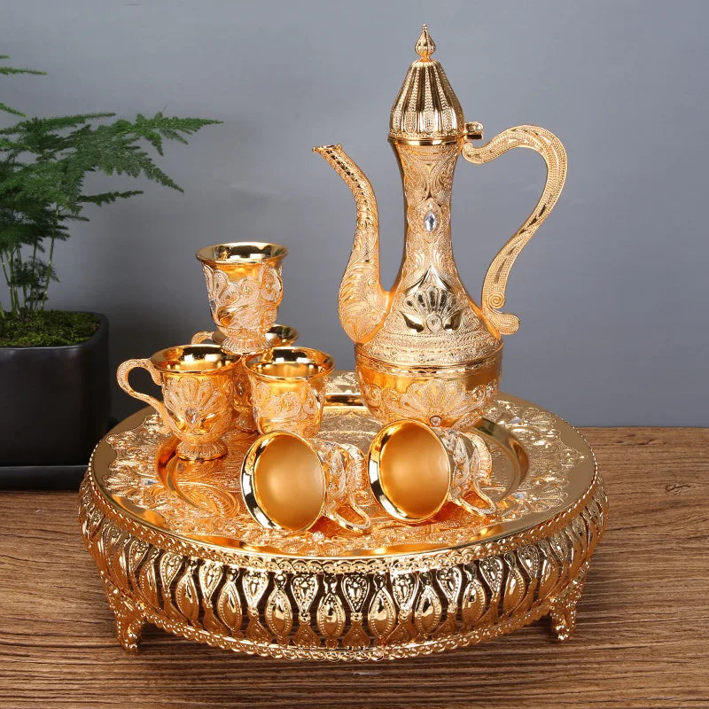 Gold And Silver Wine Glass Set Creative Home European Wine Set Metal Wine Jug Wine Divider High-End Russian Wine Jug