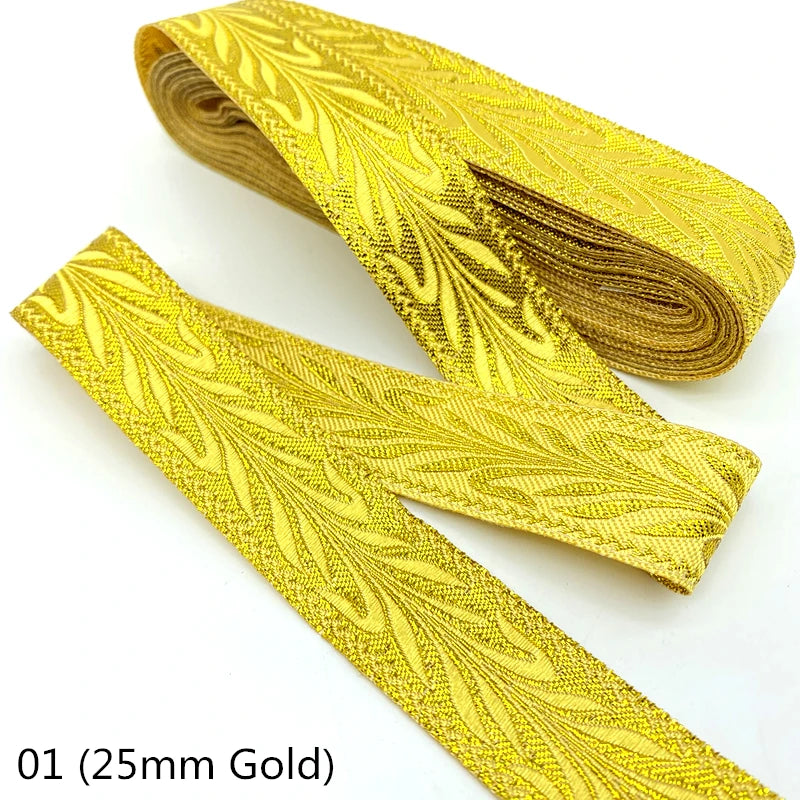 7 Yards Gold Silver Vintage Ethnic Embroidery Lace Ribbon Boho Trim DIY Clothes Bag Accessories Embroidered Fabric
