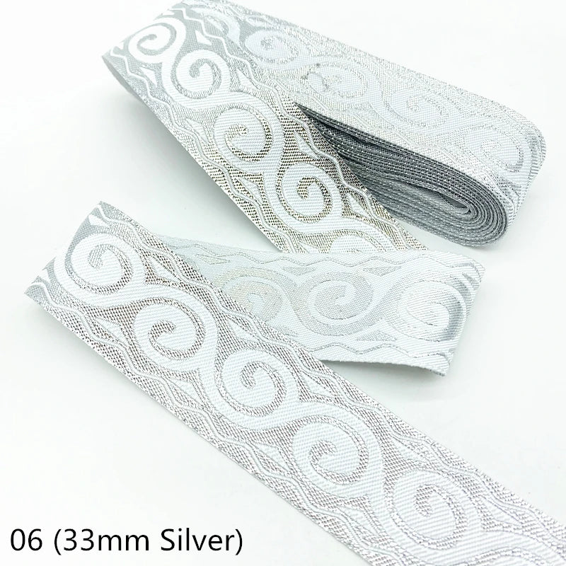 7 Yards Gold Silver Vintage Ethnic Embroidery Lace Ribbon Boho Trim DIY Clothes Bag Accessories Embroidered Fabric