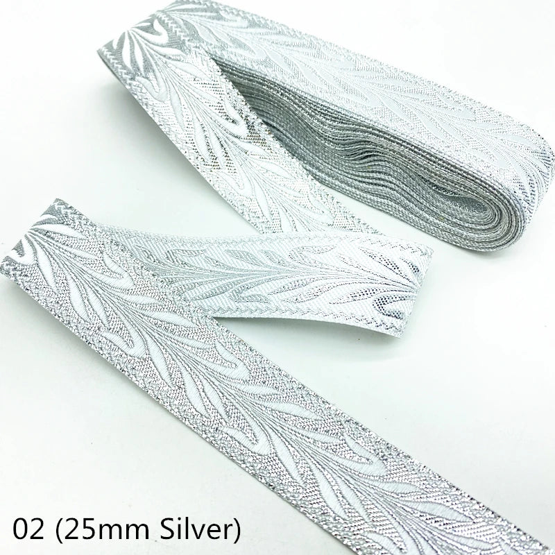 7 Yards Gold Silver Vintage Ethnic Embroidery Lace Ribbon Boho Trim DIY Clothes Bag Accessories Embroidered Fabric