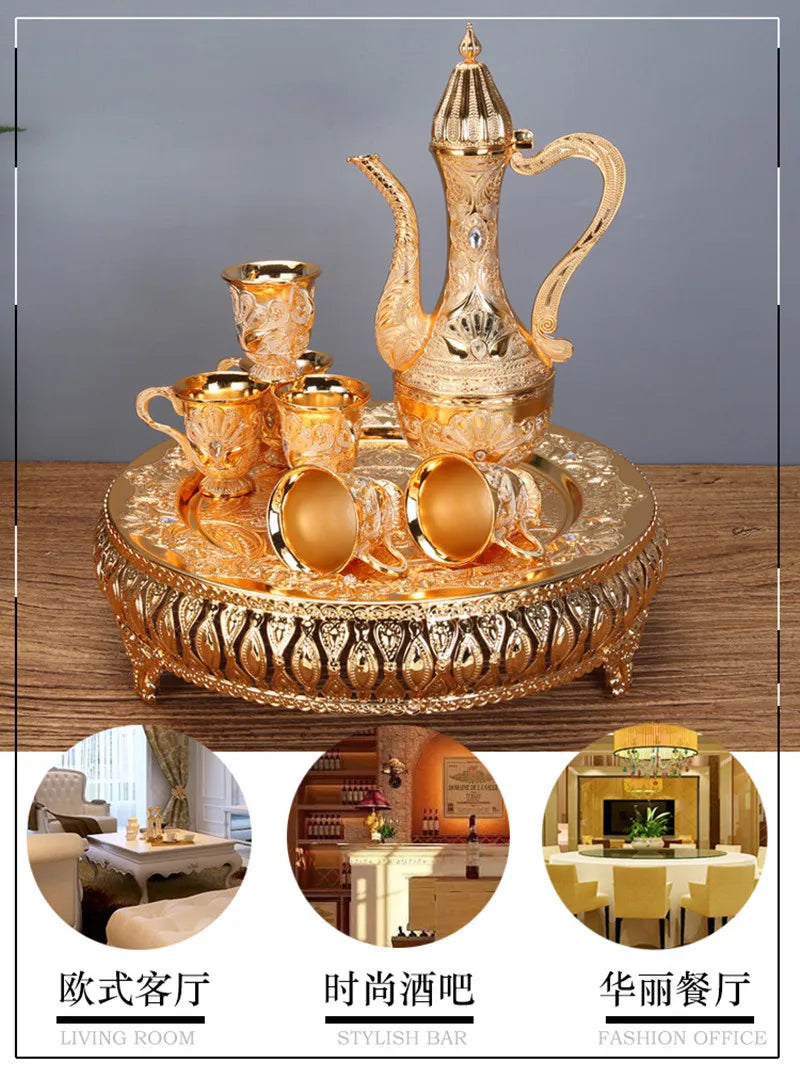 Gold And Silver Wine Glass Set Creative Home European Wine Set Metal Wine Jug Wine Divider High-End Russian Wine Jug