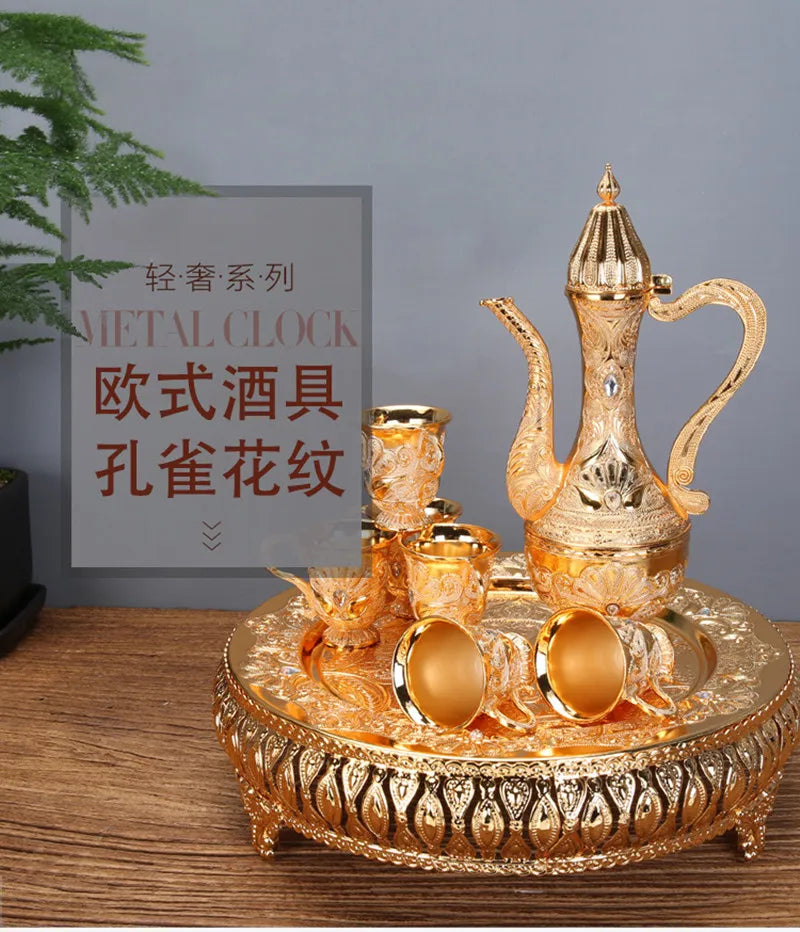 Gold And Silver Wine Glass Set Creative Home European Wine Set Metal Wine Jug Wine Divider High-End Russian Wine Jug