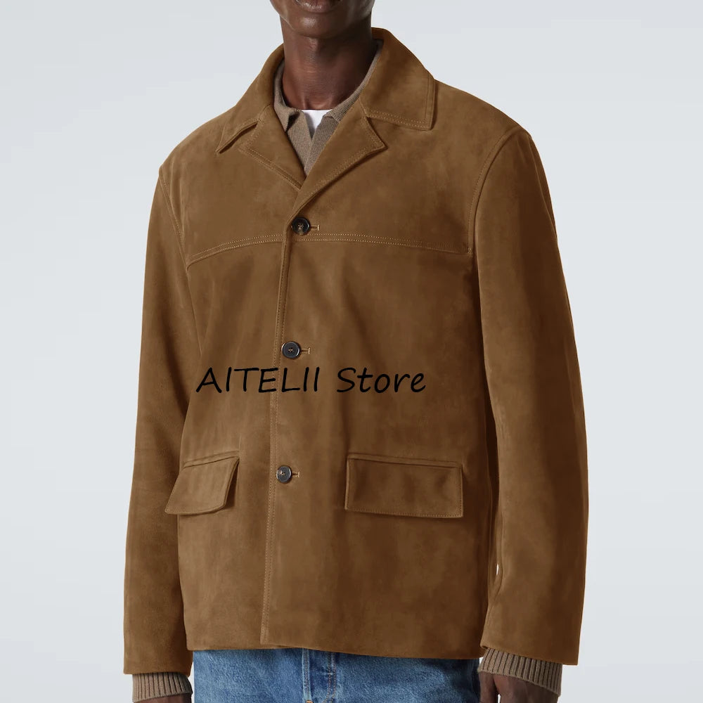 Casual Suit Jackets Lapel Single-breasted Costumes Casual Suede Jacket Blazers for Man Fashion Suits Blazer Men's Clothing