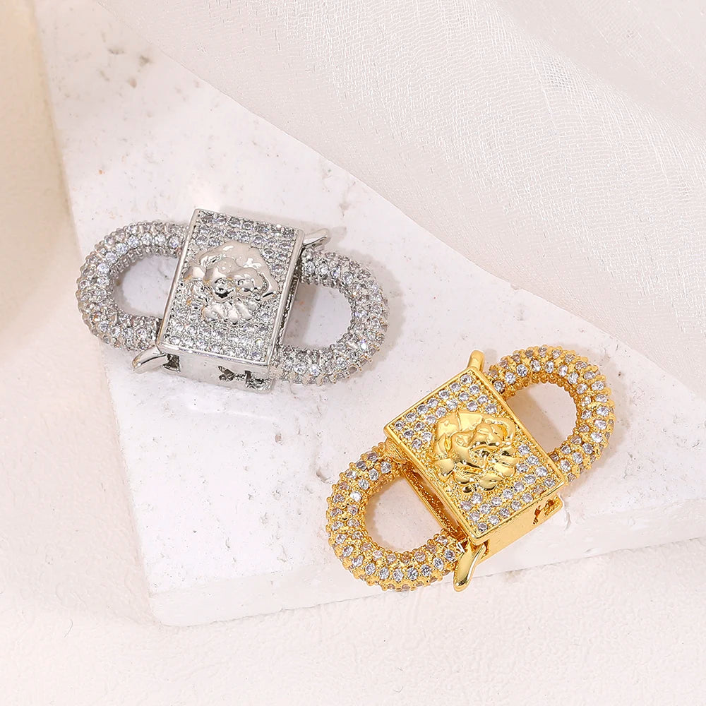 JUYA Gold Zirconia Clasp Hook Fasteners for Bracelets Silver Pearls for Jewellery Making Accessories Luxury Necklace Closures