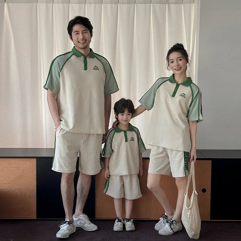 Couples Matching Outfit for Family Look Clothes Set Polo Shirt And Shorts 2 Pieces Clothing Suit New Summer Dad Mom Baby Costume