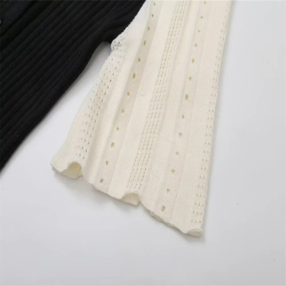 Women Elegant Knitted Long Dress Casual O Neck Solid Short Sleeved Button High Waist Split Dresses New Female Fashion Gown