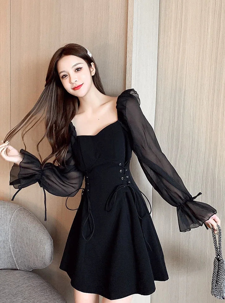 Female Dresses Coquette Women's DressSilk Satin Chiffon Sexy Black Holiday New Features Korean Style Clothing Cheap Casual X In