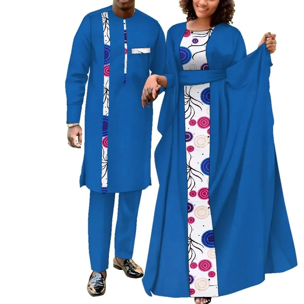 African Couple Outfits Matching Sets African Dresses for Women and African Dashiki Mens Clothing for Wedding Wyq949