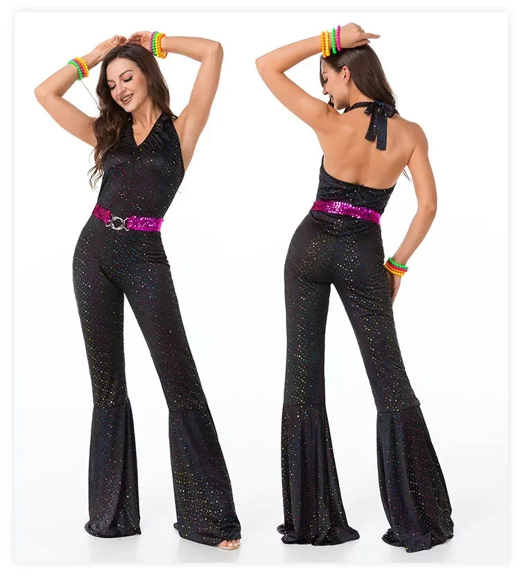 70's Disco Couple Costume Halloween Cosplay Costumes Vintage 80's Hippies Costume Men Women Music Festival Party Outfits