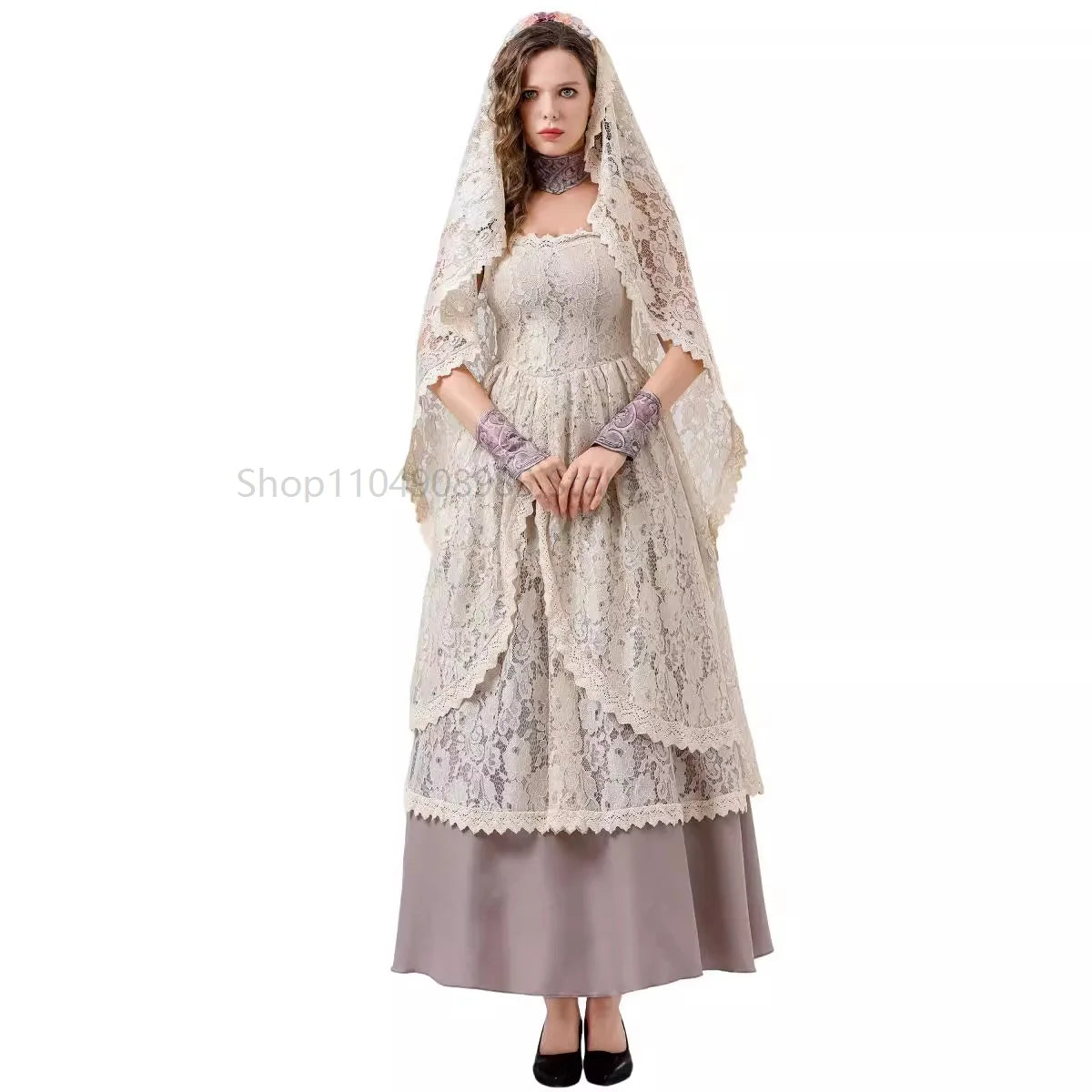 Women Vintage Wedding Gown Cosplay Retro Medieval Renaissance Victorian Dress Halloween Costume Female