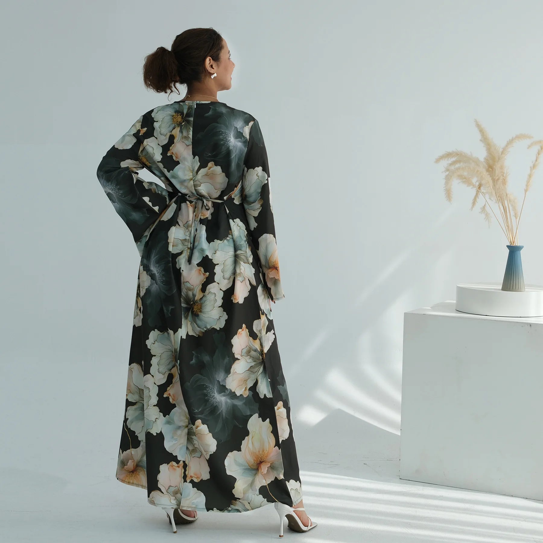 Muslim Dress for Women Flower Print Party Abaya Dresses Arab Long Robe Morocco Dubai Kaftan Vestidos Jalabiya Ramadan Eid 2026