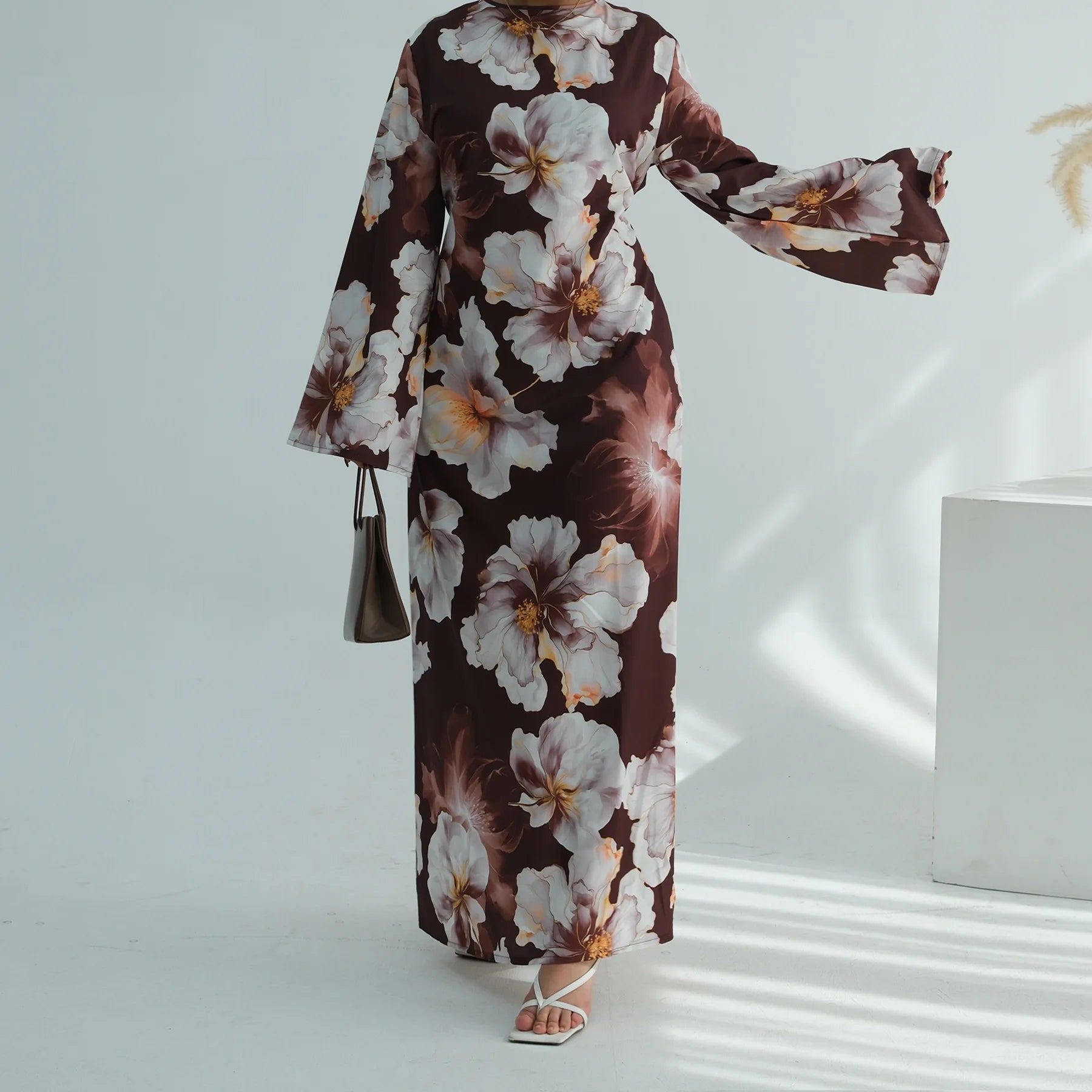 Muslim Dress for Women Flower Print Party Abaya Dresses Arab Long Robe Morocco Dubai Kaftan Vestidos Jalabiya Ramadan Eid 2026