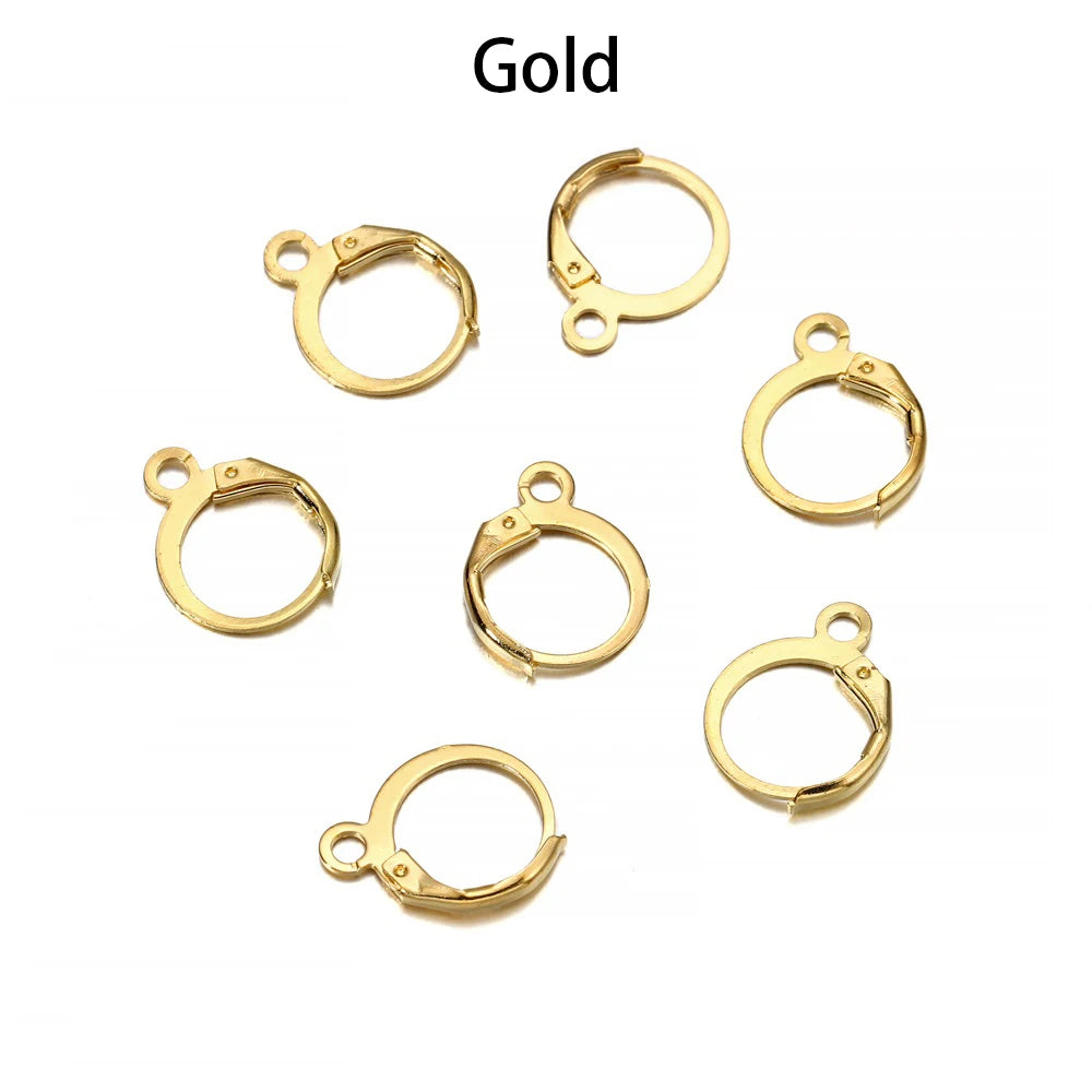 50pcs/lot Gold Silver French Lever Earring Hooks Wire Settings Base Hoops Earrings For DIY Jewelry Making Supplies Wholesale