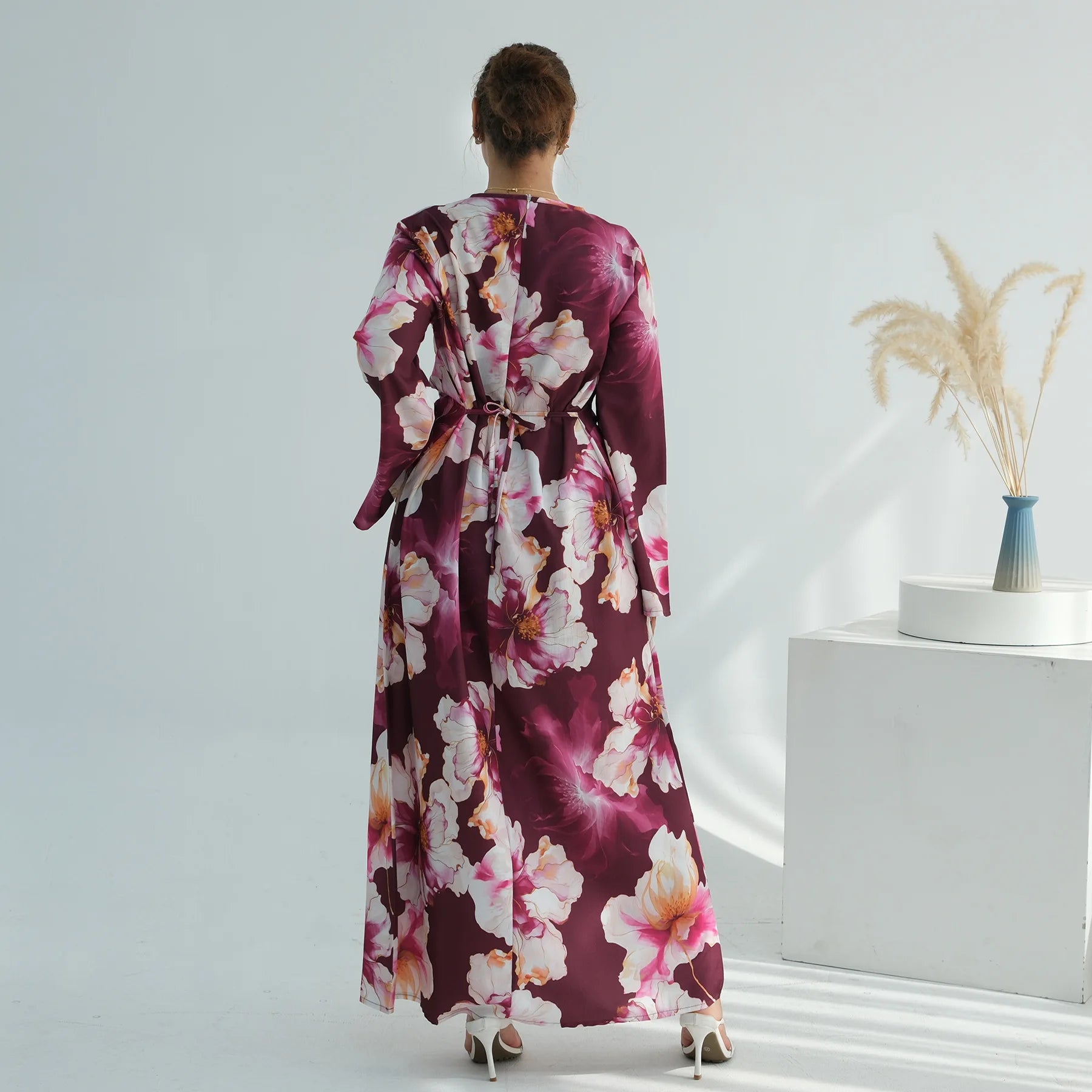 Muslim Dress for Women Flower Print Party Abaya Dresses Arab Long Robe Morocco Dubai Kaftan Vestidos Jalabiya Ramadan Eid 2026