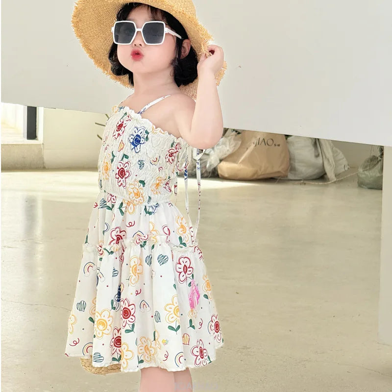 Parent-Child Family Holiday Outfits For Couple Brother Sister Dad Son Beach Shirts Mom Girl Floral Smocking Dress Korean Clothes