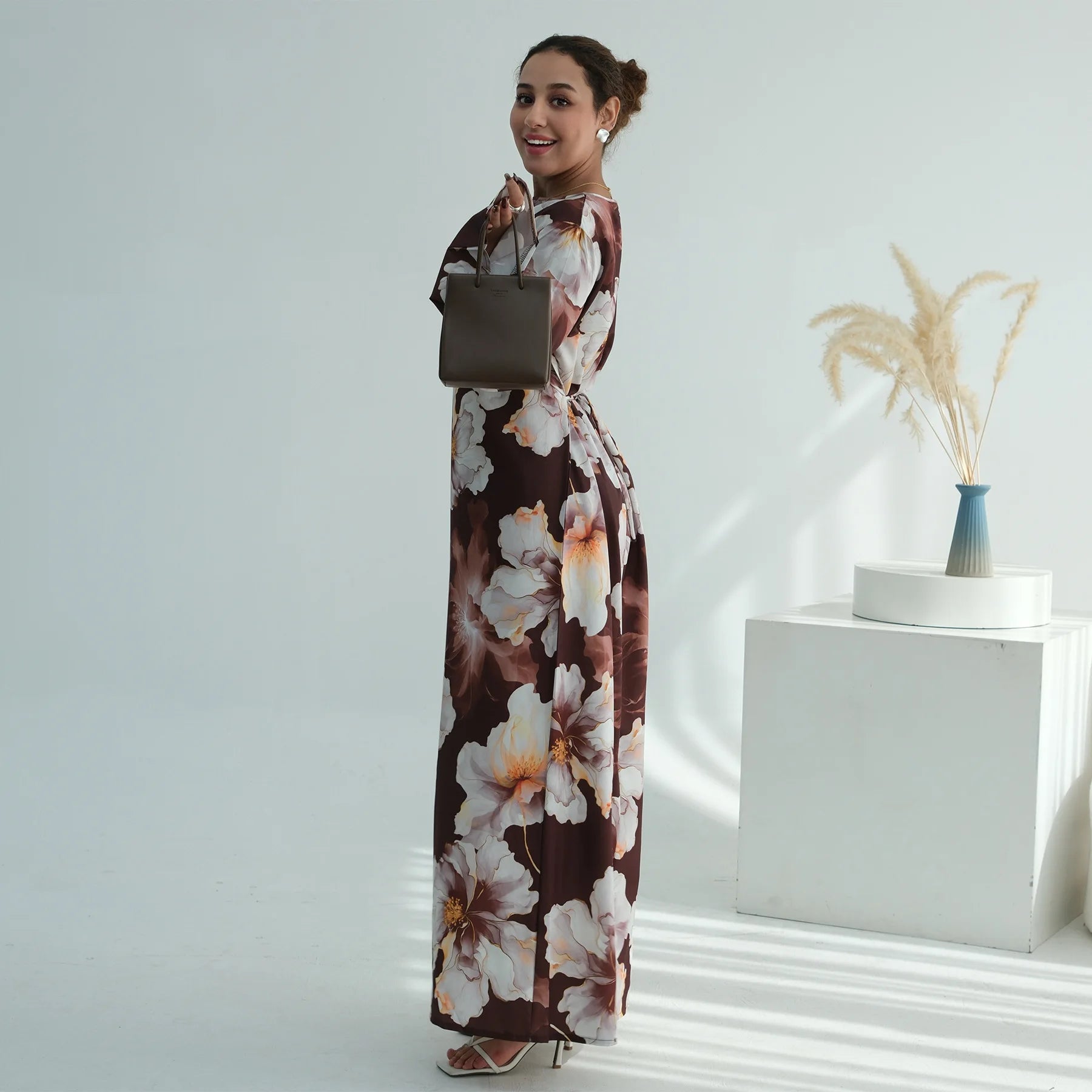 Muslim Dress for Women Flower Print Party Abaya Dresses Arab Long Robe Morocco Dubai Kaftan Vestidos Jalabiya Ramadan Eid 2026