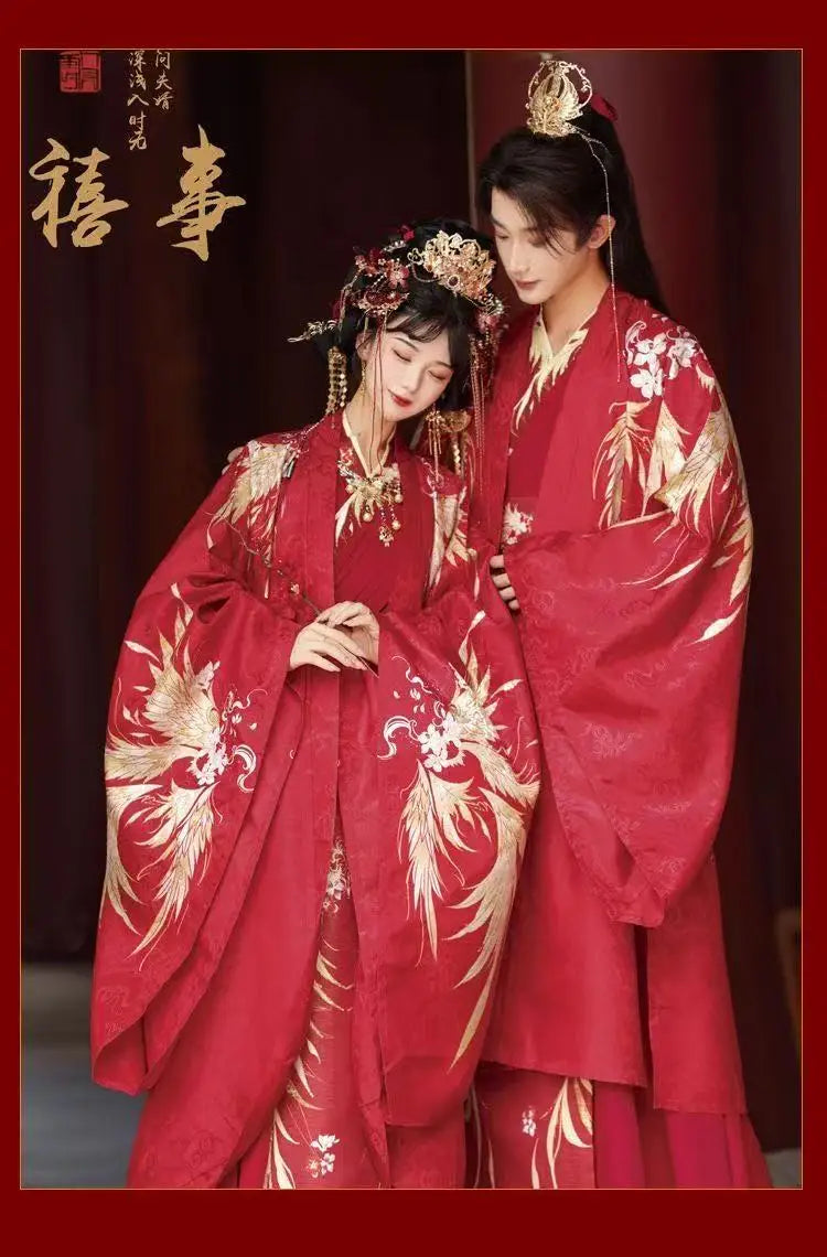 Chinese Style Wedding Costume Traditional Song Dynasty Bride Groom Clothes Halloween Cosplay Suit Couples Art Photography Outfit