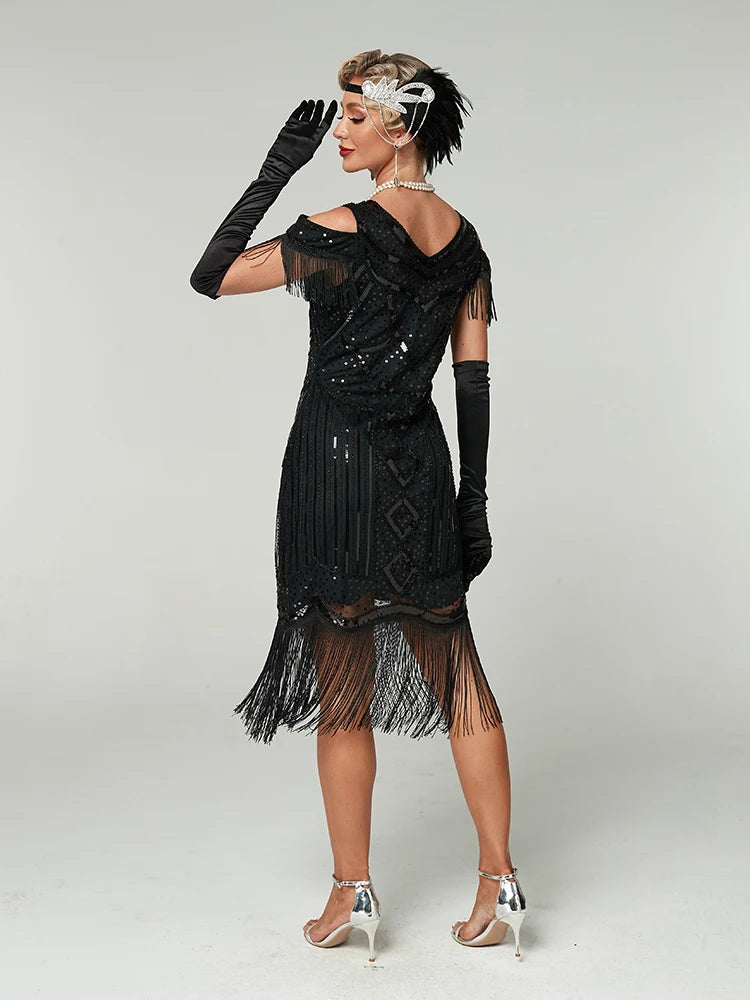 Dresses 1920s,Great Gatsby Dresses for Women Fringe Roaring 20s Costumes with 20s Accessories for Harlem Nights