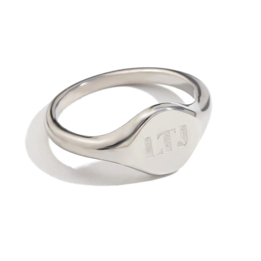 E.B.belle LTJ you are gold English Round Ring Water Resistant 18K Gold Plated Decoration 316L Stainless Steel Jewelry