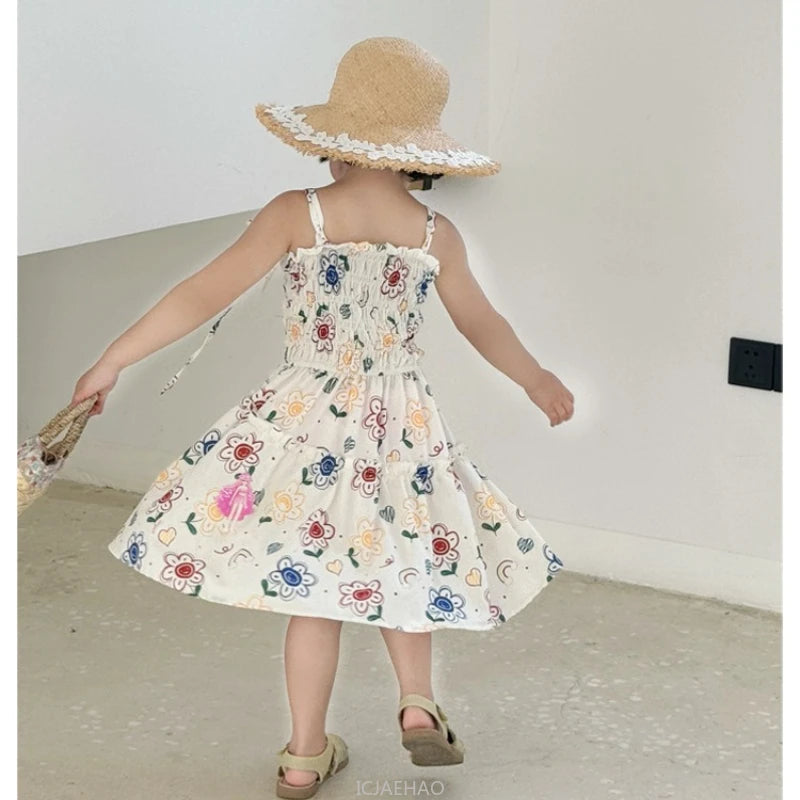 Parent-Child Family Holiday Outfits For Couple Brother Sister Dad Son Beach Shirts Mom Girl Floral Smocking Dress Korean Clothes