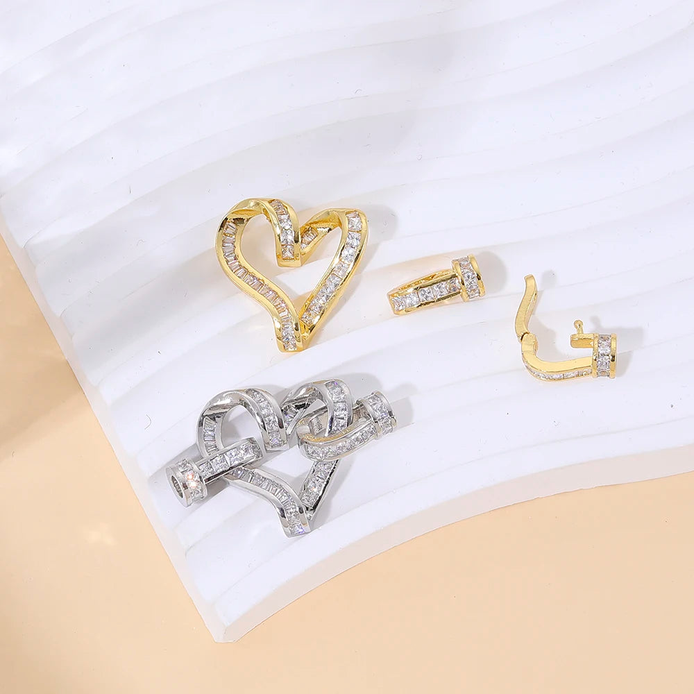 JUYA Gold Zirconia Clasp Hook Fasteners for Bracelets Silver Pearls for Jewellery Making Accessories Luxury Necklace Closures