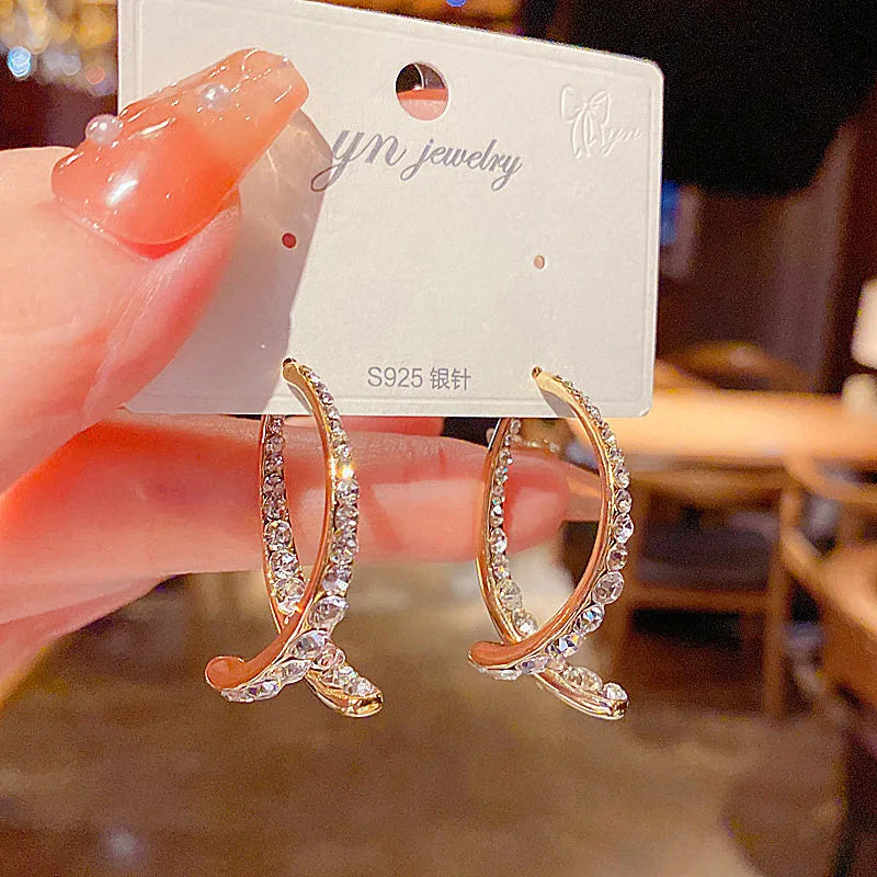 Jea.Angel Silver Color Earrings Geometry Earring For Women Korean Vintage Irregular Zircon Earrings Trendy Fashion Jewelry Gifts