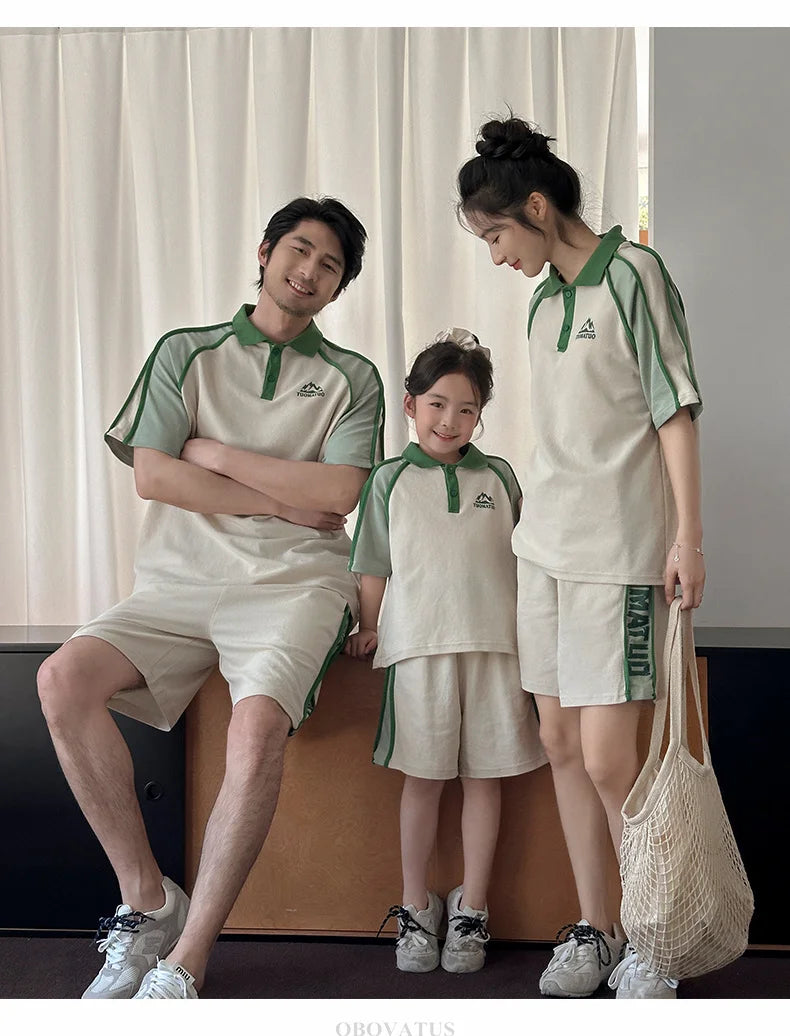 Couples Matching Outfit for Family Look Clothes Set Polo Shirt And Shorts 2 Pieces Clothing Suit New Summer Dad Mom Baby Costume