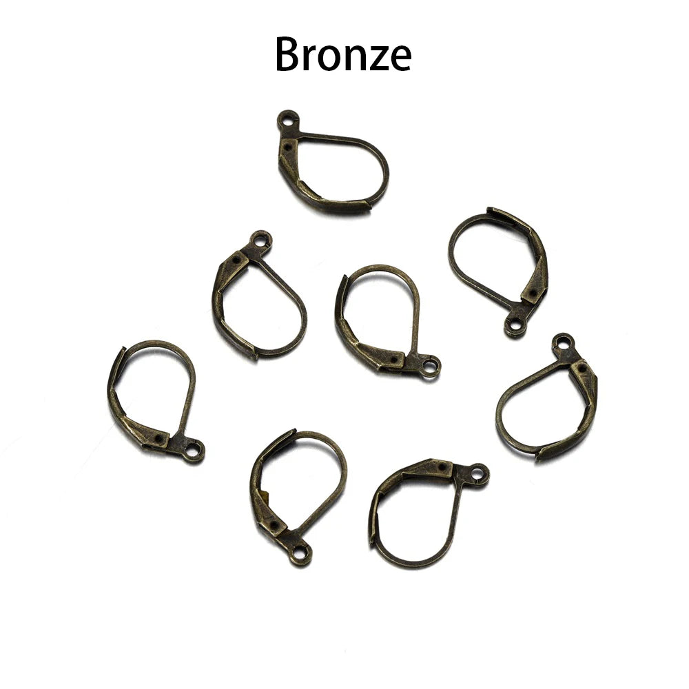 50pcs/lot Gold Silver French Lever Earring Hooks Wire Settings Base Hoops Earrings For DIY Jewelry Making Supplies Wholesale