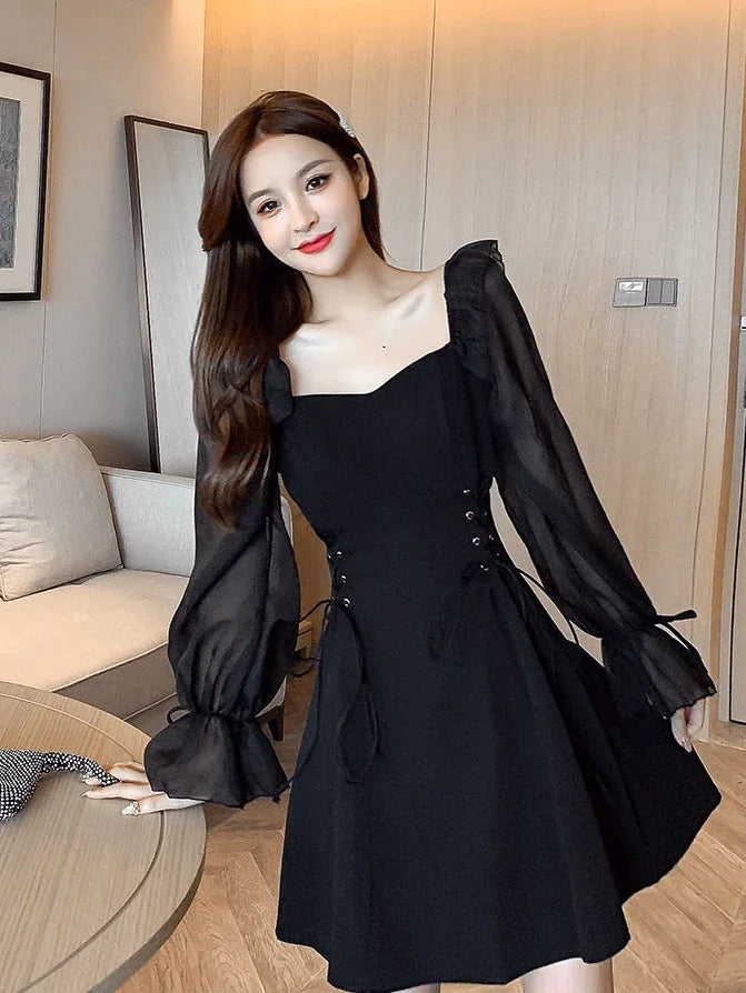 Female Dresses Coquette Women's DressSilk Satin Chiffon Sexy Black Holiday New Features Korean Style Clothing Cheap Casual X In