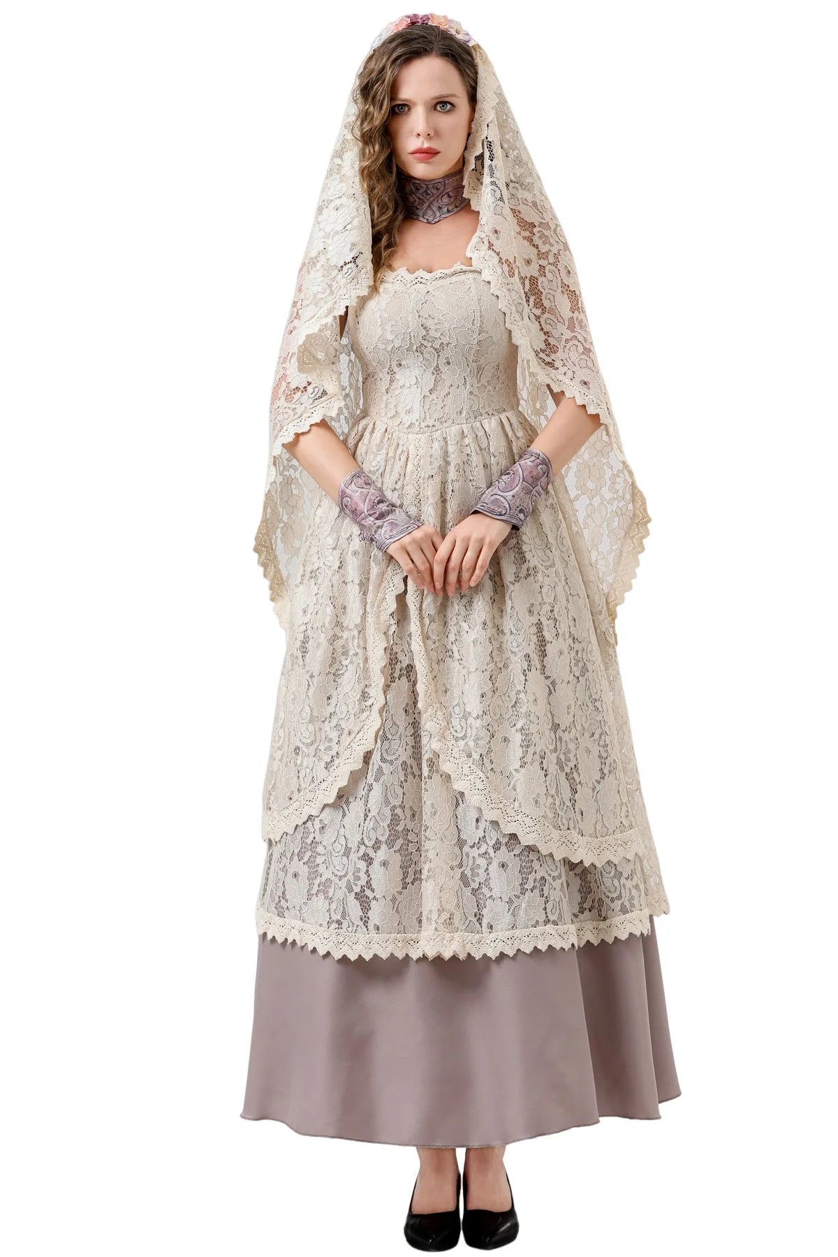 Women Vintage Wedding Gown Cosplay Retro Medieval Renaissance Victorian Dress Halloween Costume Female