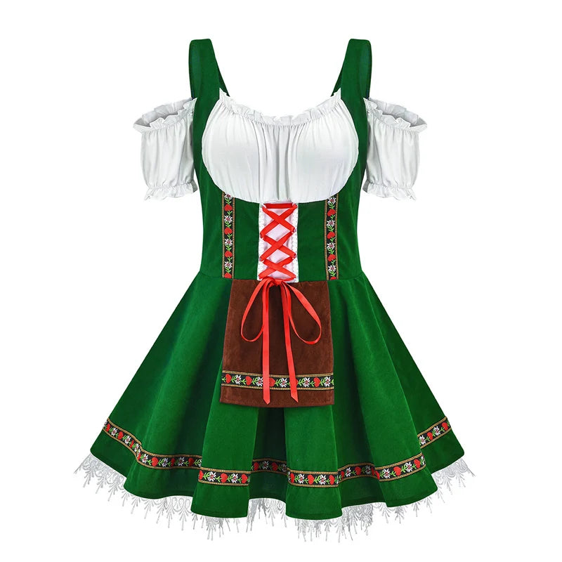 Traditional Couples Oktoberfest Costume Parade Tavern Bartender Waitress Outfit Cosplay Carnival Halloween Fancy Party Dress