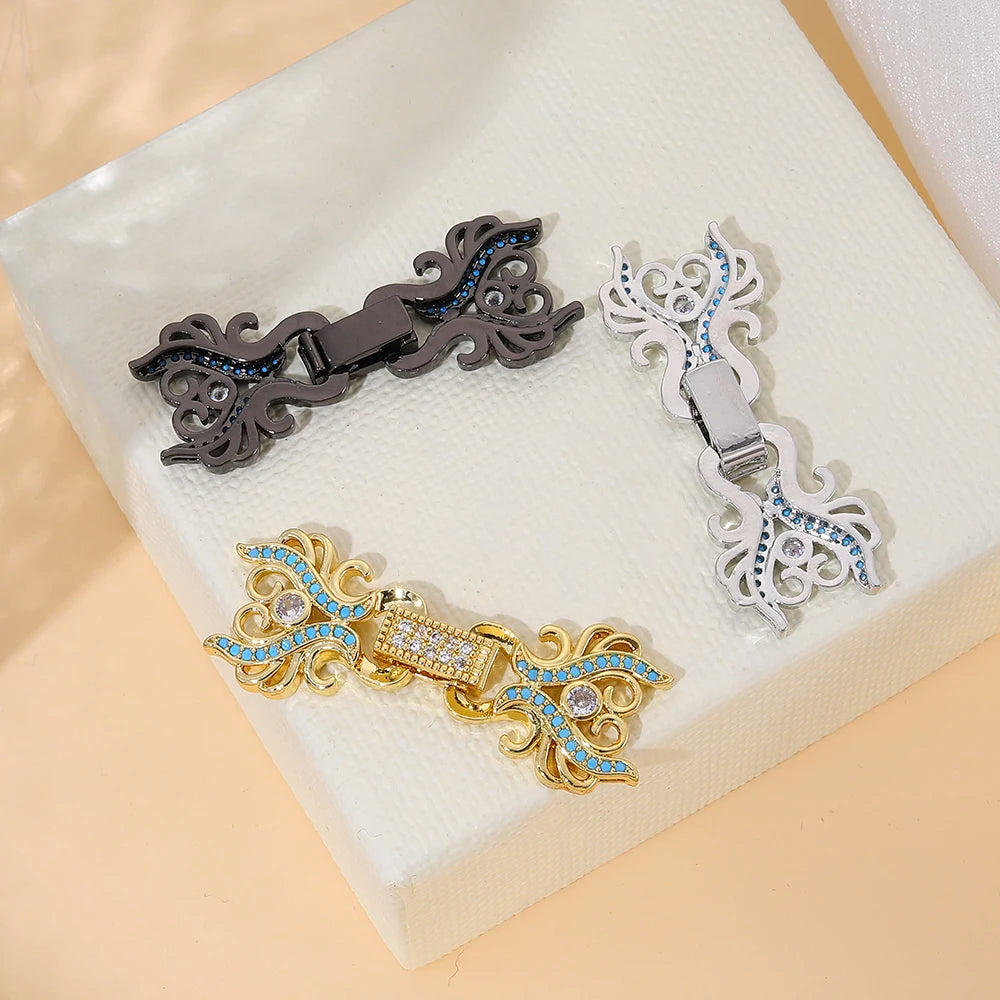 JUYA Gold Zirconia Clasp Hook Fasteners for Bracelets Silver Pearls for Jewellery Making Accessories Luxury Necklace Closures