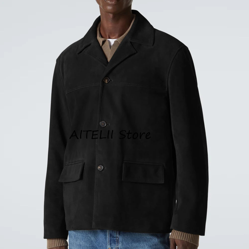 Casual Suit Jackets Lapel Single-breasted Costumes Casual Suede Jacket Blazers for Man Fashion Suits Blazer Men's Clothing