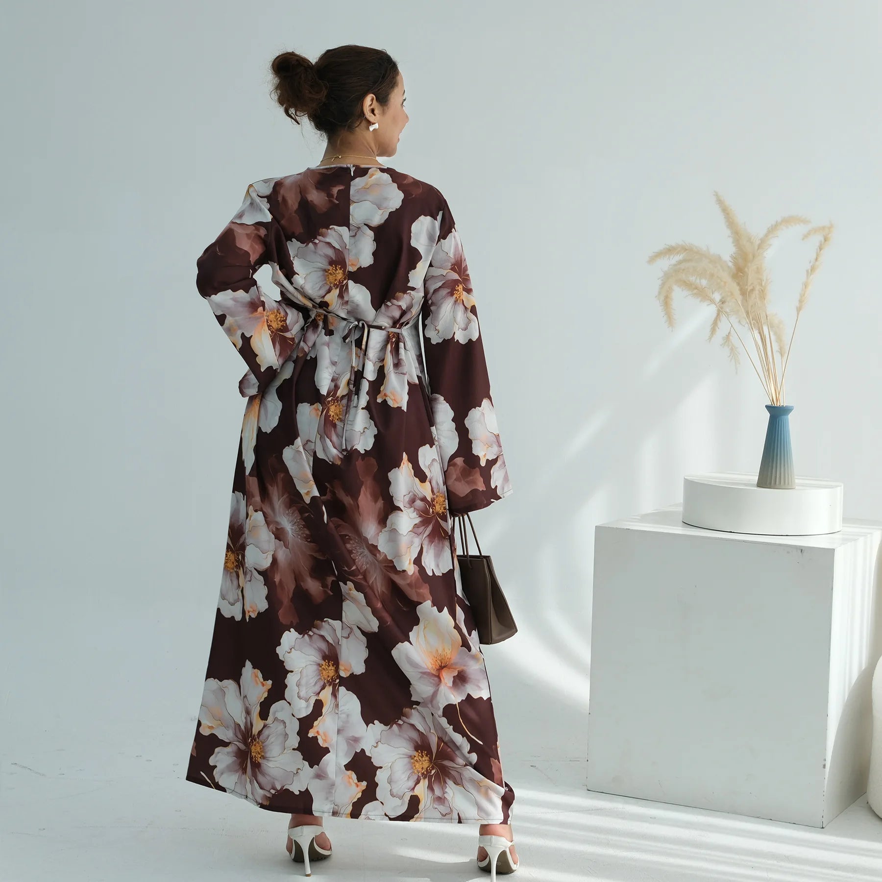 Muslim Dress for Women Flower Print Party Abaya Dresses Arab Long Robe Morocco Dubai Kaftan Vestidos Jalabiya Ramadan Eid 2026