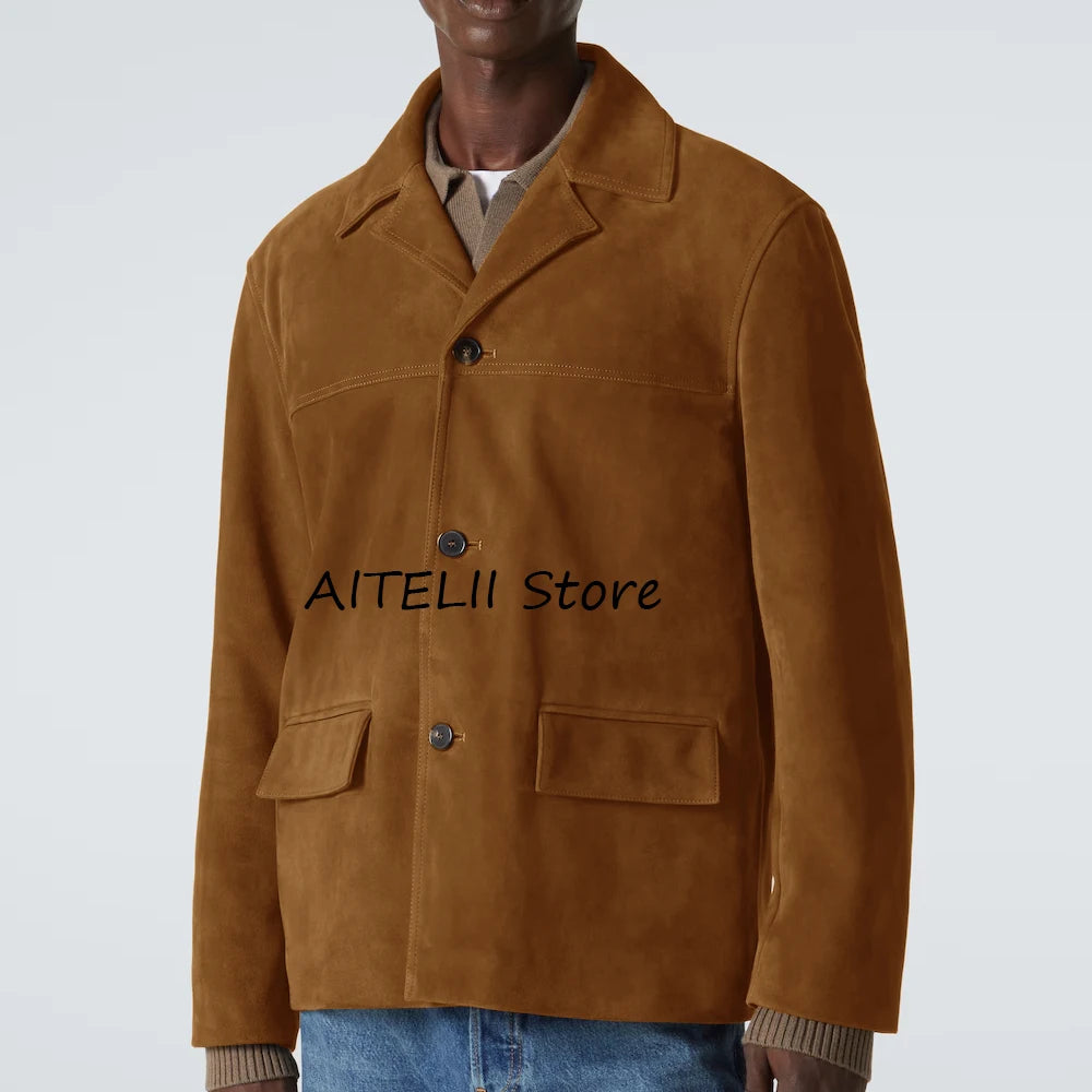 Casual Suit Jackets Lapel Single-breasted Costumes Casual Suede Jacket Blazers for Man Fashion Suits Blazer Men's Clothing