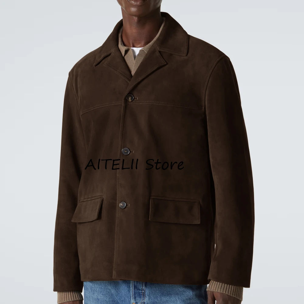 Casual Suit Jackets Lapel Single-breasted Costumes Casual Suede Jacket Blazers for Man Fashion Suits Blazer Men's Clothing