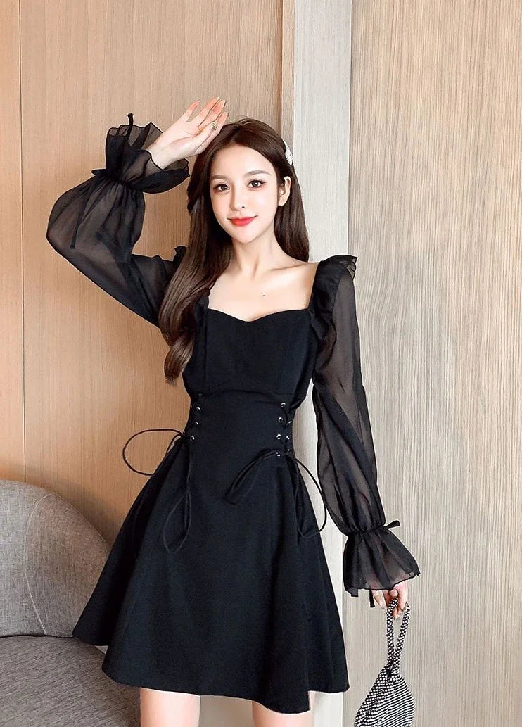 Female Dresses Coquette Women's DressSilk Satin Chiffon Sexy Black Holiday New Features Korean Style Clothing Cheap Casual X In