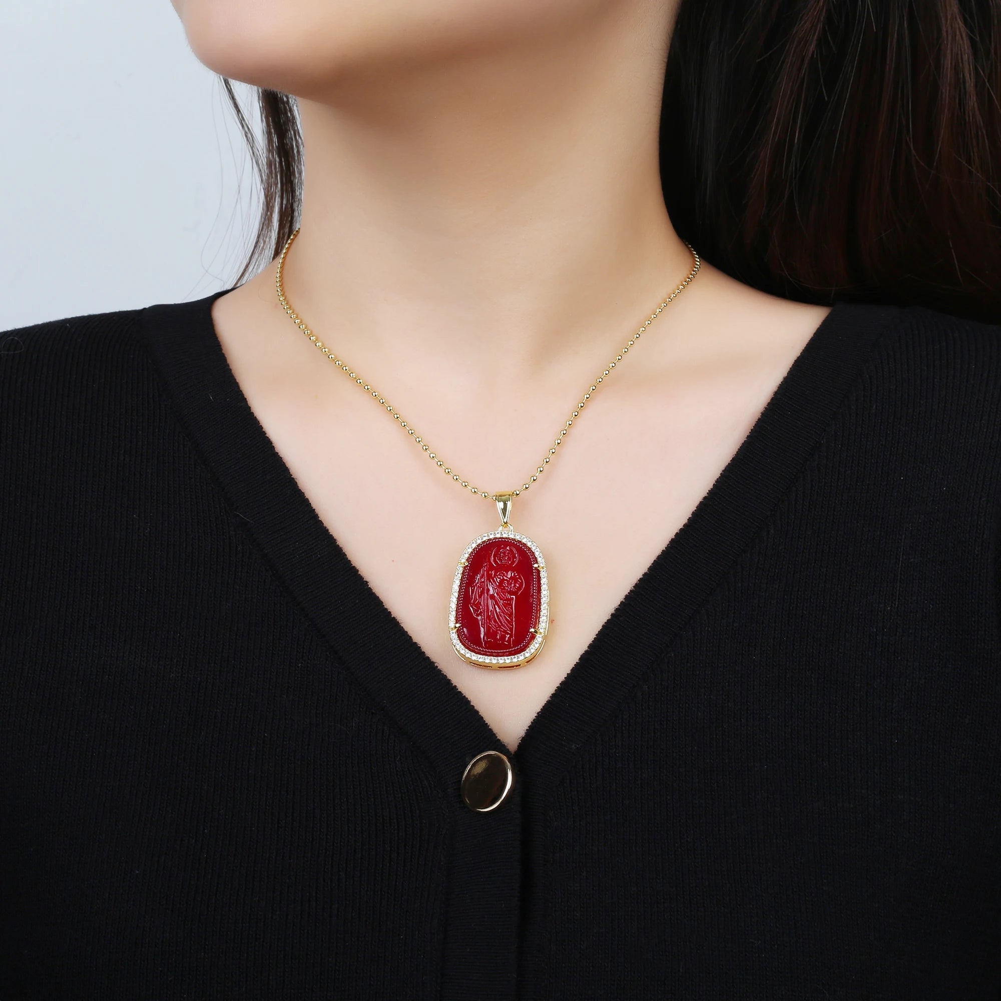 Gold/Silver Hot Sale Religious Style Gold Plated St. Jude Zircon Pendant Necklace Personalized for Man Woman Party Jewelry Gift