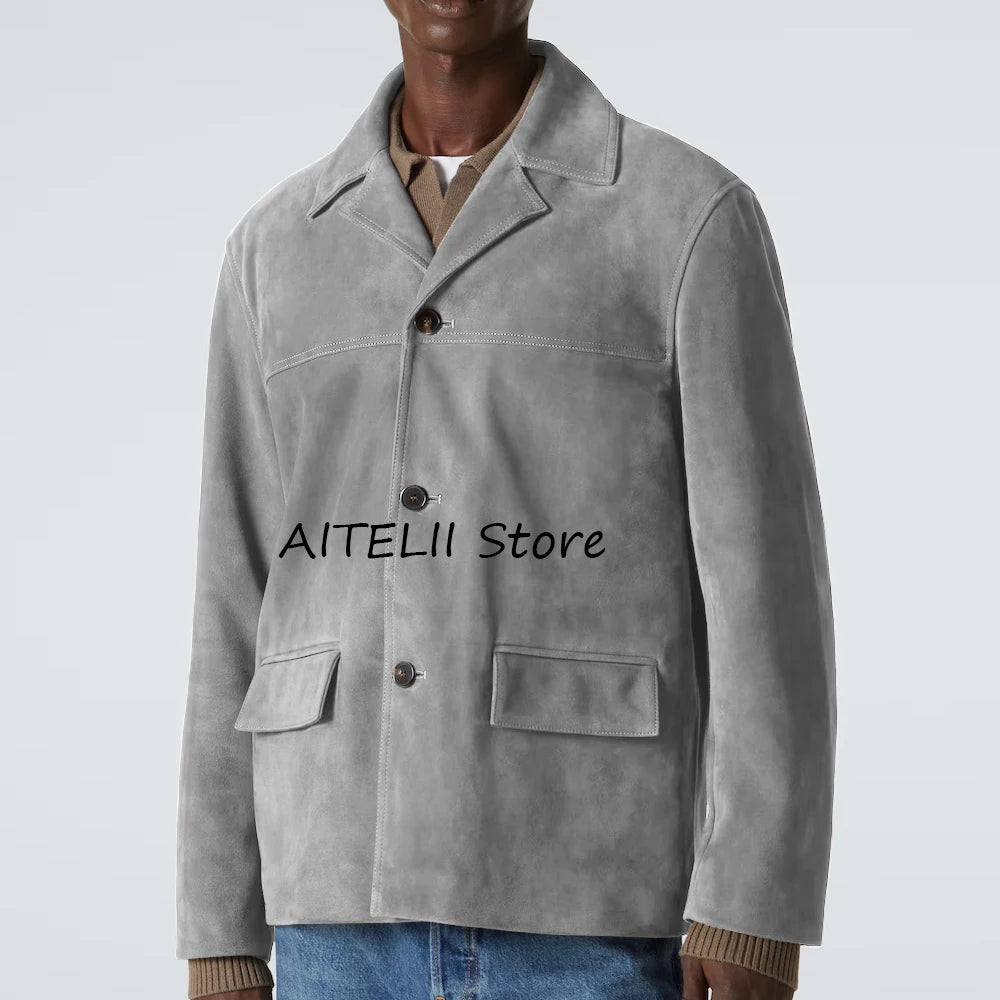 Casual Suit Jackets Lapel Single-breasted Costumes Casual Suede Jacket Blazers for Man Fashion Suits Blazer Men's Clothing