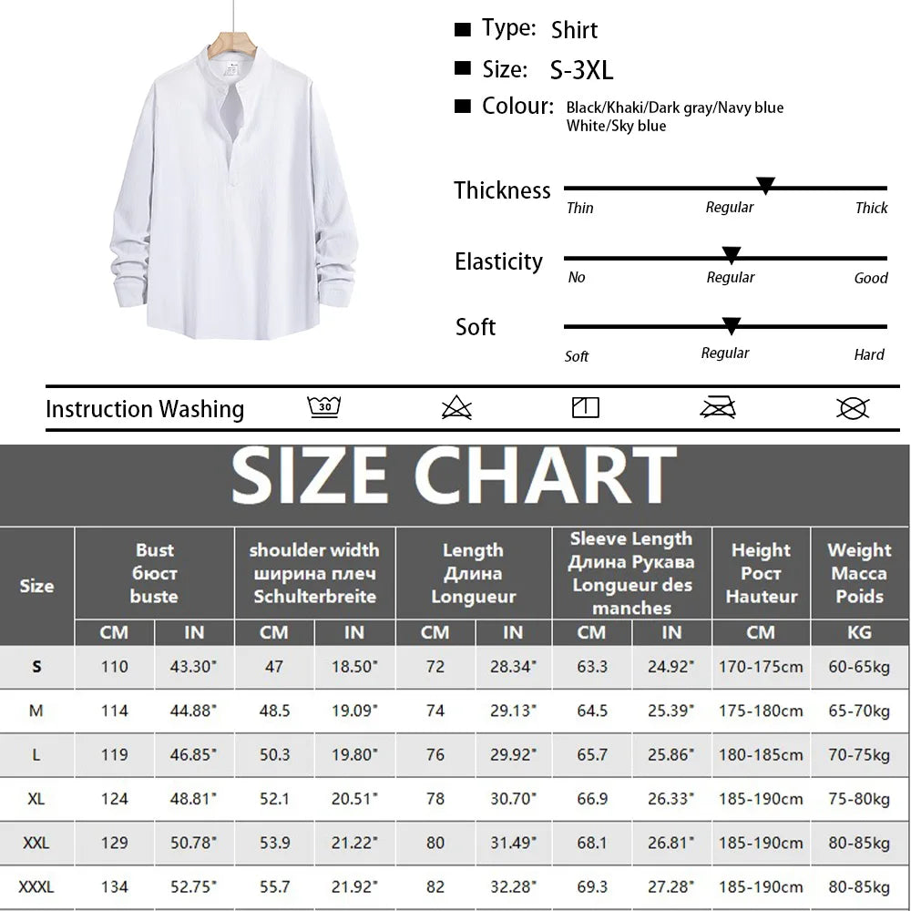 Men's Fall Casual Outfits Solid Color Henley Collar Long Sleeve Tops with Elastic Waist Pants Long Sleeve Pants Shirt Suit