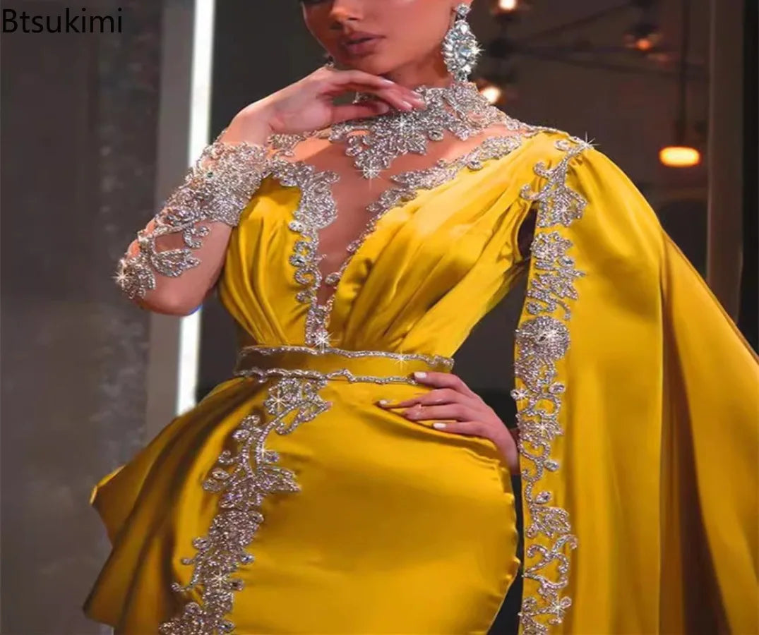 2026 Evening Dresses for Women Fashion Elegant Slim Sheer Long Sleeve Vintage Floor Length Dress Women High-grade Banquet Gowns