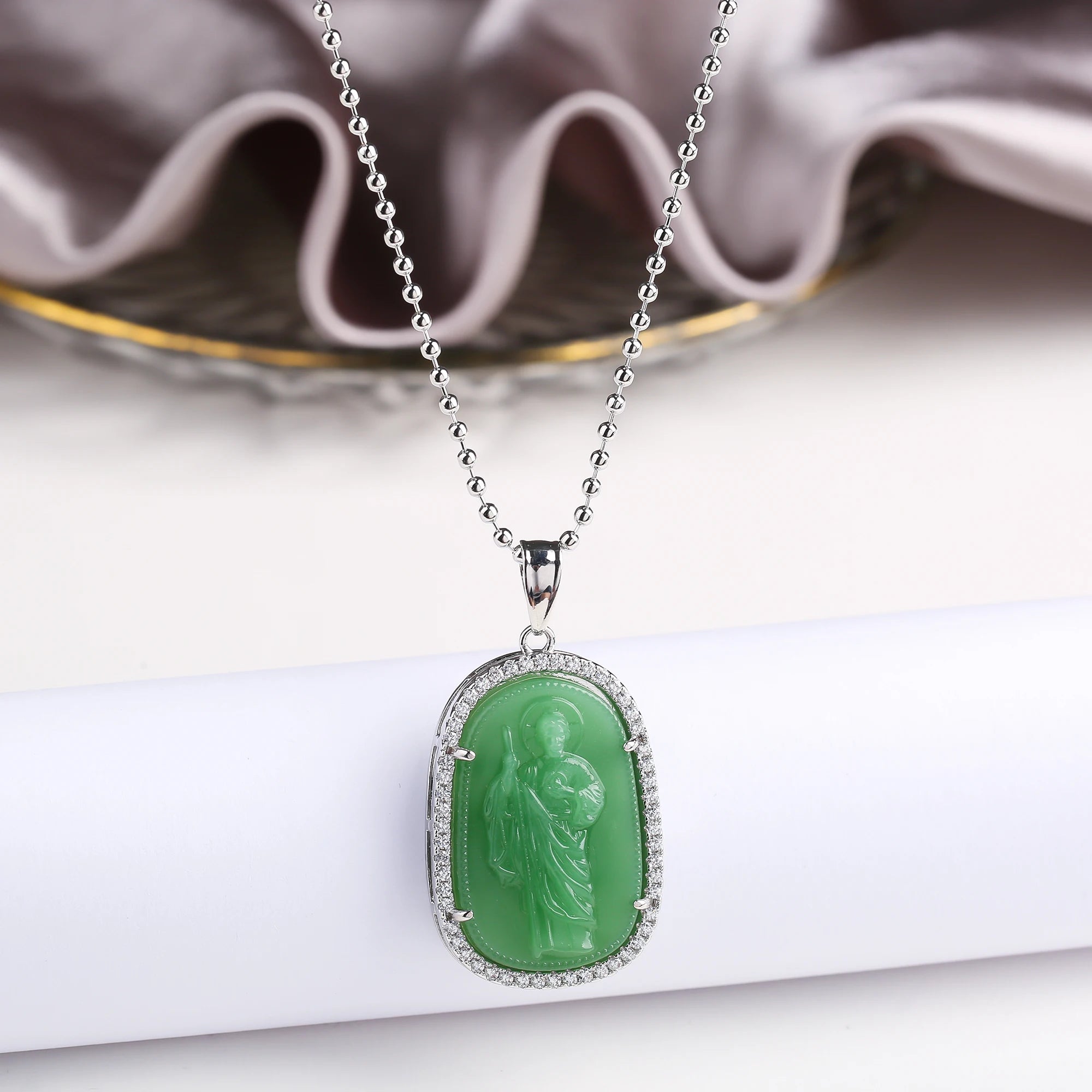 Gold/Silver Hot Sale Religious Style Gold Plated St. Jude Zircon Pendant Necklace Personalized for Man Woman Party Jewelry Gift