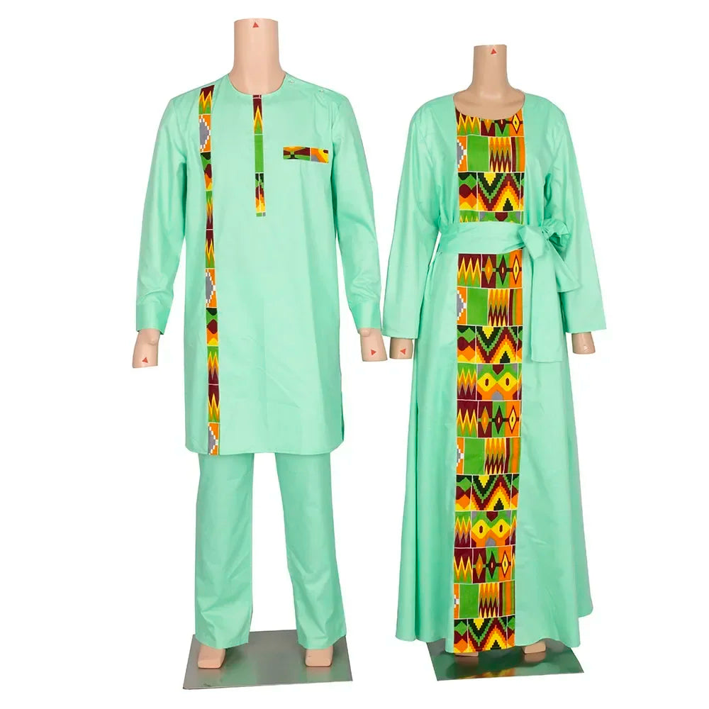 African Couple Outfits Matching Sets African Dresses for Women and African Dashiki Mens Clothing for Wedding Wyq949