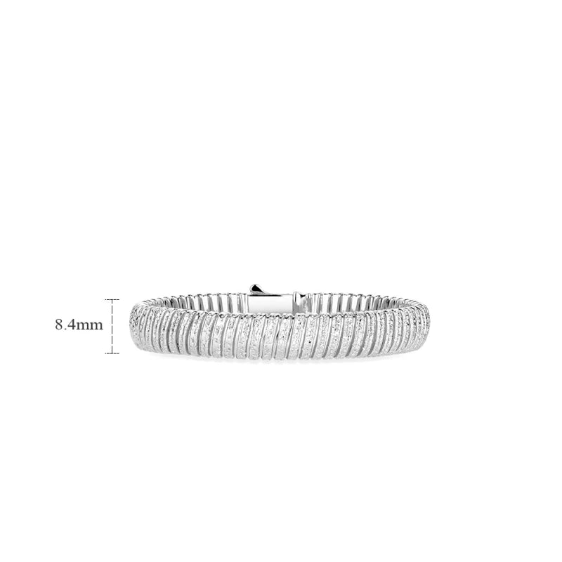 Bellux Women Silver 925 Jewellery White Gold Color Bangles Fashionable Charming Flexible Bracelets
