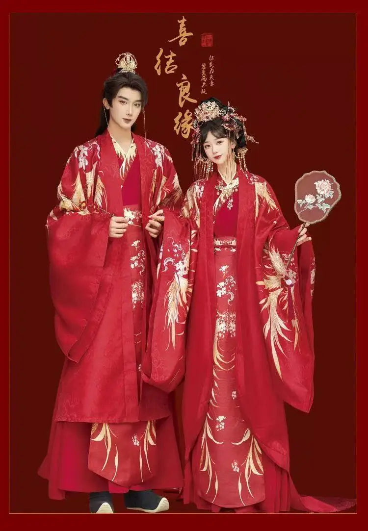 Chinese Style Wedding Costume Traditional Song Dynasty Bride Groom Clothes Halloween Cosplay Suit Couples Art Photography Outfit