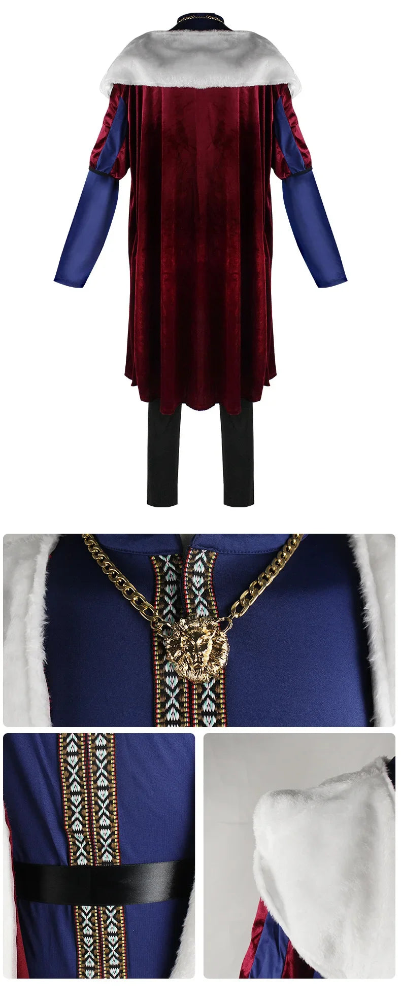 Medieval King and Queen Couple Costume Royal Retro Outfit Adult Halloween Cosplay Fancy Renaissance Dress