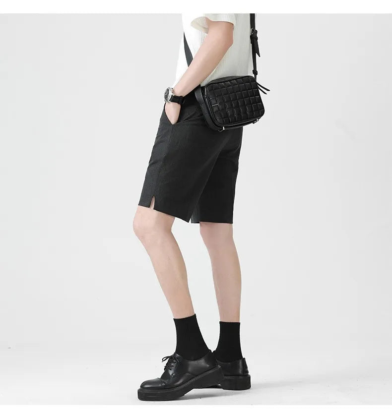 Casual Suit Shorts for Men, Trendy Brand, Summer Outerwear, Business Split Design, Versatile Mid-Length Shorts