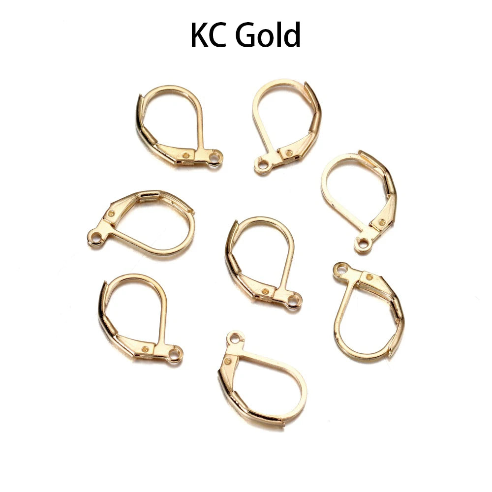 50pcs/lot Gold Silver French Lever Earring Hooks Wire Settings Base Hoops Earrings For DIY Jewelry Making Supplies Wholesale