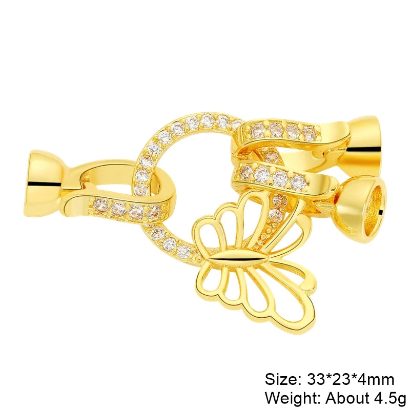 JUYA Gold Zirconia Clasp Hook Fasteners for Bracelets Silver Pearls for Jewellery Making Accessories Luxury Necklace Closures