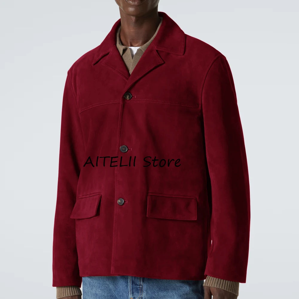 Casual Suit Jackets Lapel Single-breasted Costumes Casual Suede Jacket Blazers for Man Fashion Suits Blazer Men's Clothing